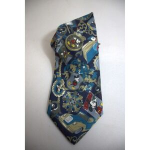 Disney Mickey Unlimited Mens Tie Blue Multi Character Print Polyester
